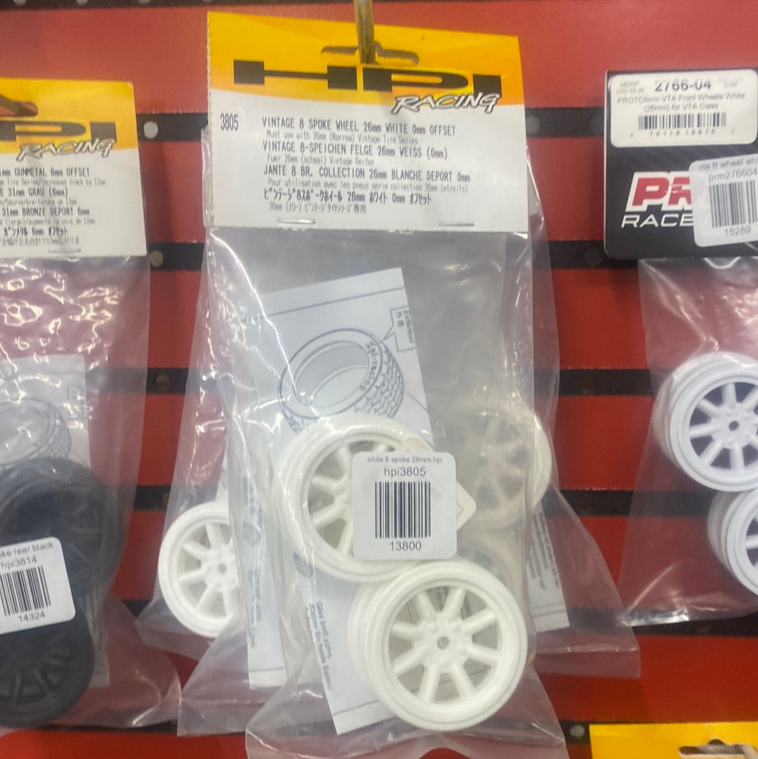 white 8 spoke 26mm hpi